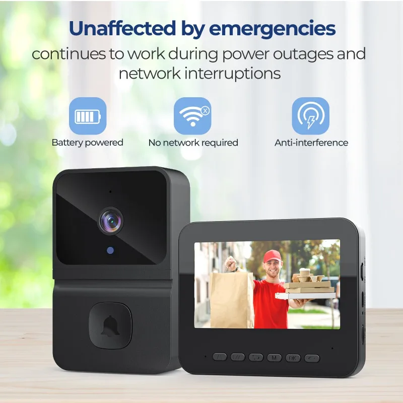 2.4G WiFi Wireless Video Doorbell 4.3Inch IPS Display HD Outdoor Phone Door Bell Camera Security Intercom Protection Door Bells