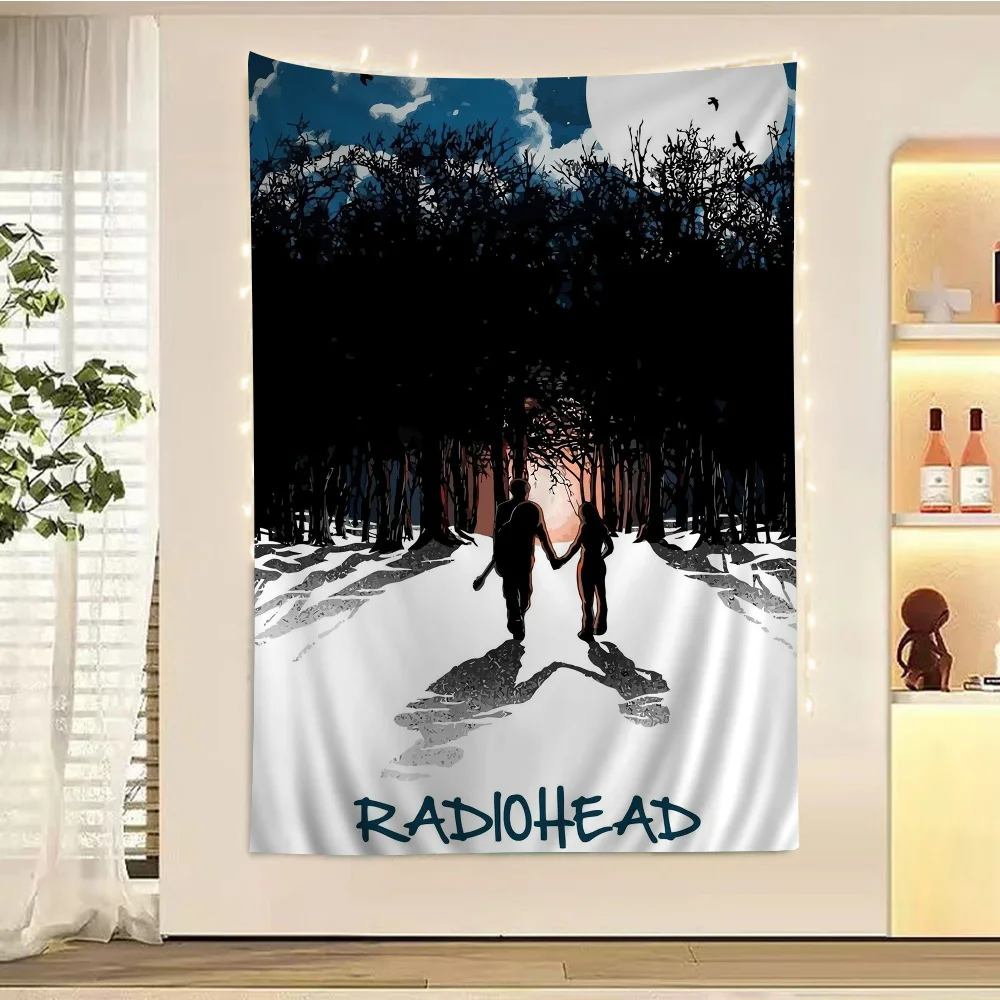 

Vintage Rock Band Characters Radiohead DIY Wall Tapestry Hanging Tarot Hippie Wall Rugs Dorm INS Home Decor