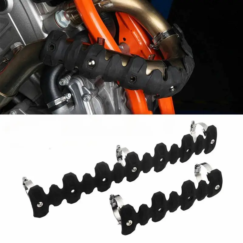 Motorcycle Exhaust Anti-Scald Heat Shield Food Grade Silicone Heat Insulation Cover with Clamp for Off Road Motorbike