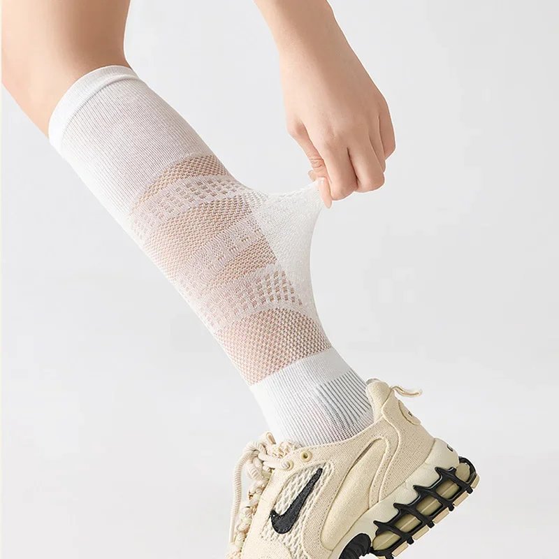 1/5 Pairs Women's Compression Five Finger Socks Long Sport Fitness Badminton Tennis Yoga Mesh Casual Sweat-Absorbing Toe Socks - view 5