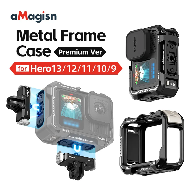 For GoPro13/12/11/10/9 Aluminum Alloy Metal Rabbit Case Frame Horizontal and Vertical Quick Release Protection Camera Accessory