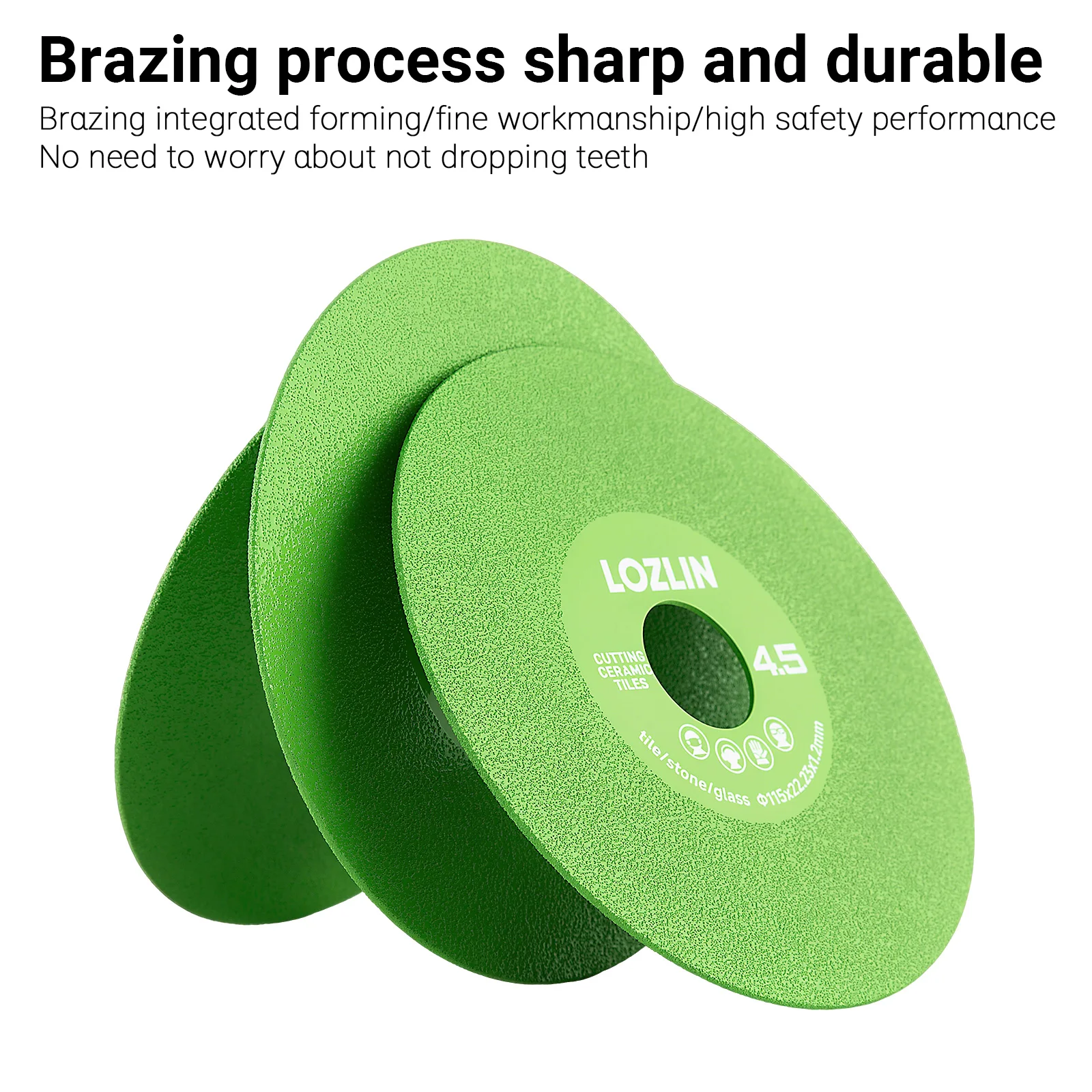 LOZLIN Green Diamond Cutting Disc 4.5inch/115mm Porcelain Glass Ceramic Tile Marble Diamond Saw Cutting Blade Grinding Discs