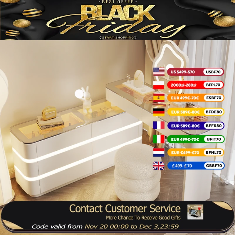 

Large Modern White Vanity Table Wooden Aesthetic Luxury Organizer Dresser Bedroom Space Saving Schmink Tisch Home Furniture