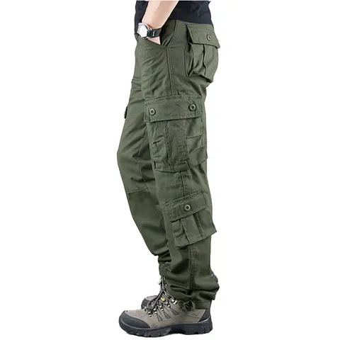 Frühling Herbst Herren Cargo Hosen Multi Tasche Gerade Khaki Hosen Casual Militär Mode Baumwolle Arbeits Hosen Mann Plus Größe