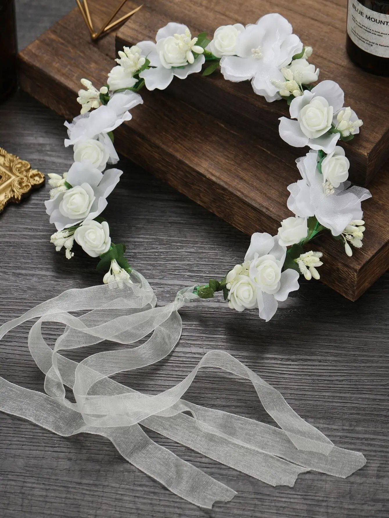 

1pc Woodland Style Flower Crown Headband For Teen, Beach Vacation Headpiece