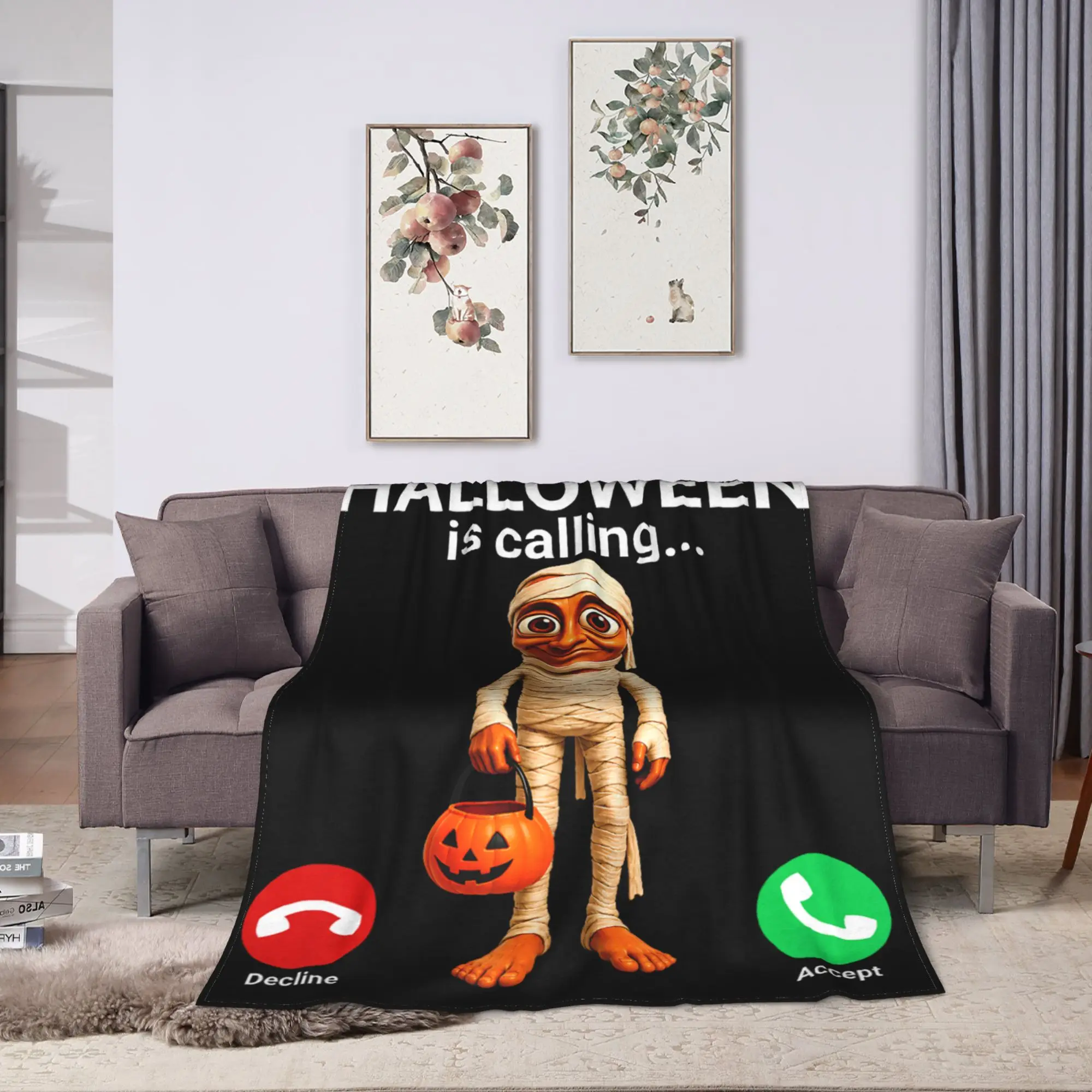 Halloween Tung Tung Tung Sahur Blanket Girls  Flannel Throw Blanket For Living Room Super Soft Custom Quality Bedspread Gift