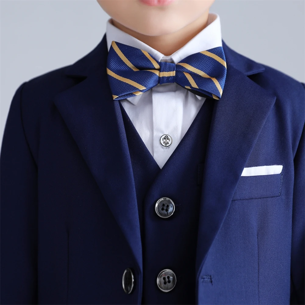 Brand Selection Schwarzes Anzugset für Kinder von 3–14 Jahren, dreiteiliges formelles Anzugset für Jungen für Hochzeit, Kommunion, Schulanfang – Detail 8