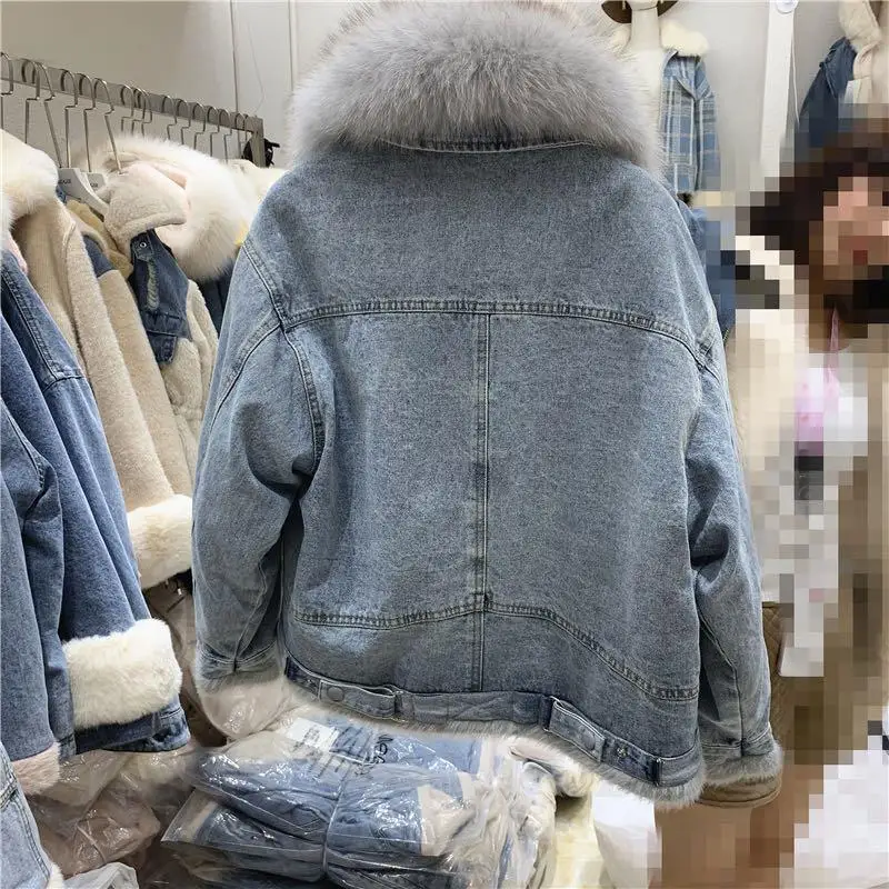 Koreanische Mode Cowboy Baumwolle gefütterte Jacke frauen Herbst Und Winter Neue Lose Fleece Lamm Wolle Baumwolle gefütterte Casual Mantel.