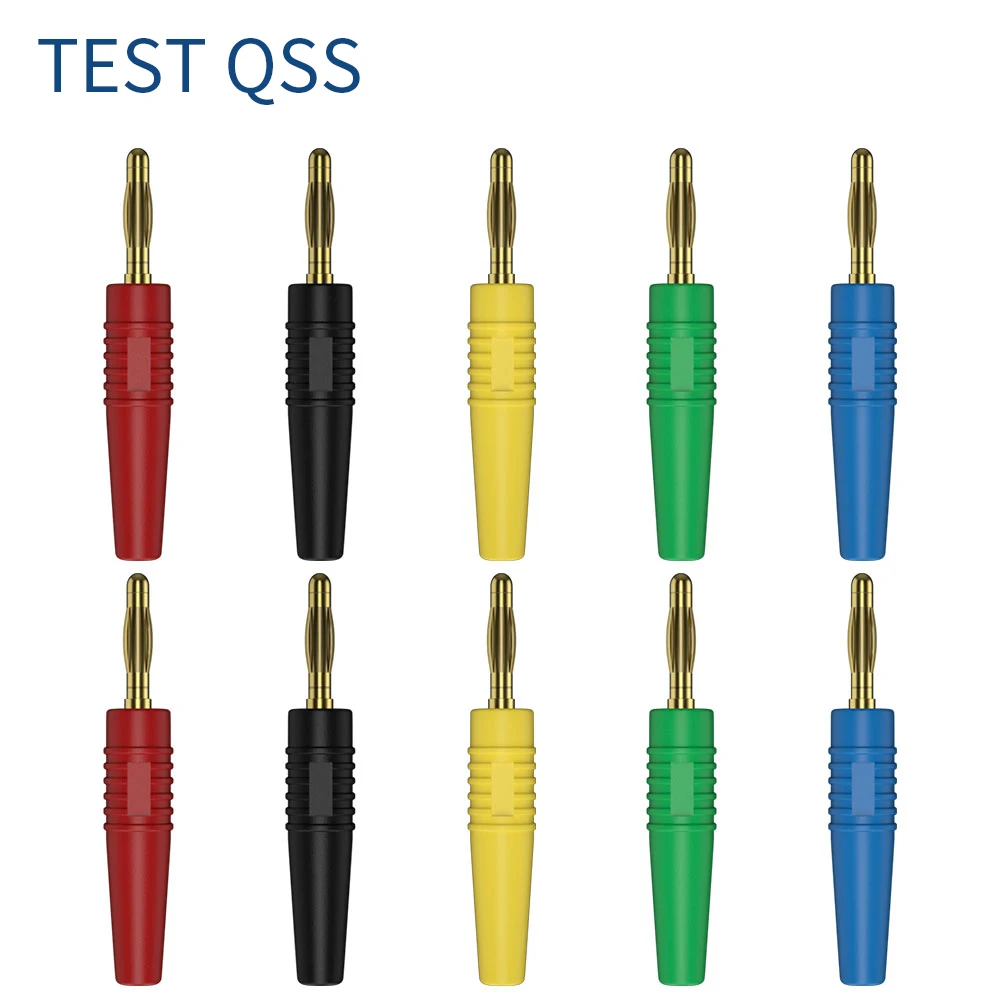 QSS 10PCS 2MM Wtyk bananowy Pozłacany pin bananowy Złącze elektryczne Akcesoria Q.10005