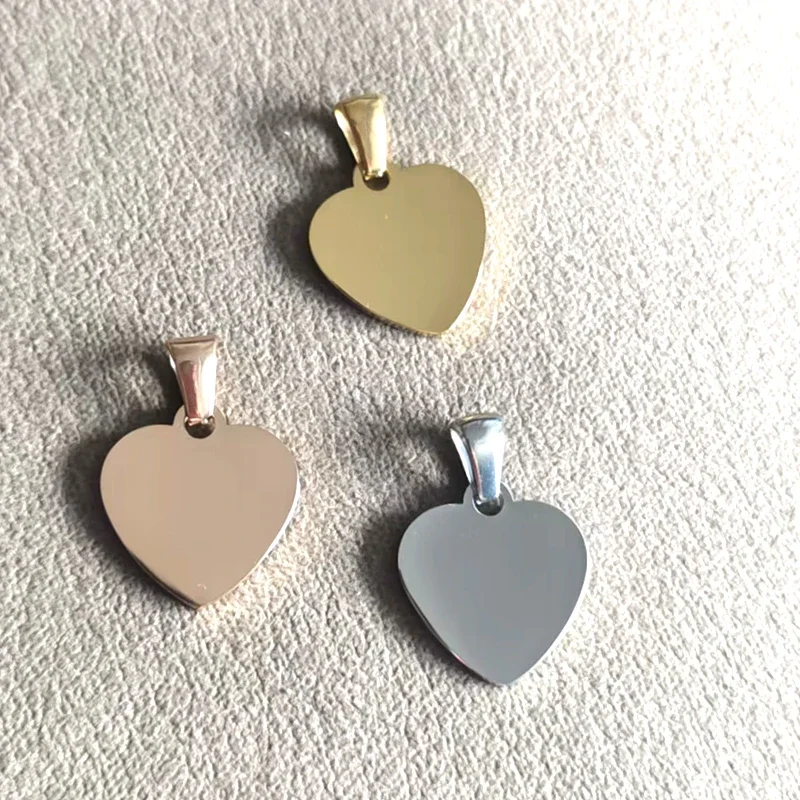 304 Mirror Polished Stainless Steel Love Heart Stamping Blanks Tags Charm Pendant Jewelry For Women DIY 17*16mm 20piece/lot