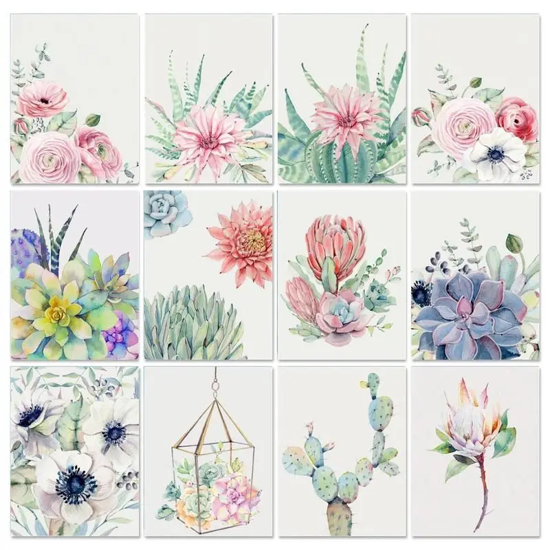 GATYZTORY 60x75cm Painting By Numbers Handmade Drawing On Canvas Gift Art Acrylic Paint By Numbers Flowers Cactus Home Decoratio