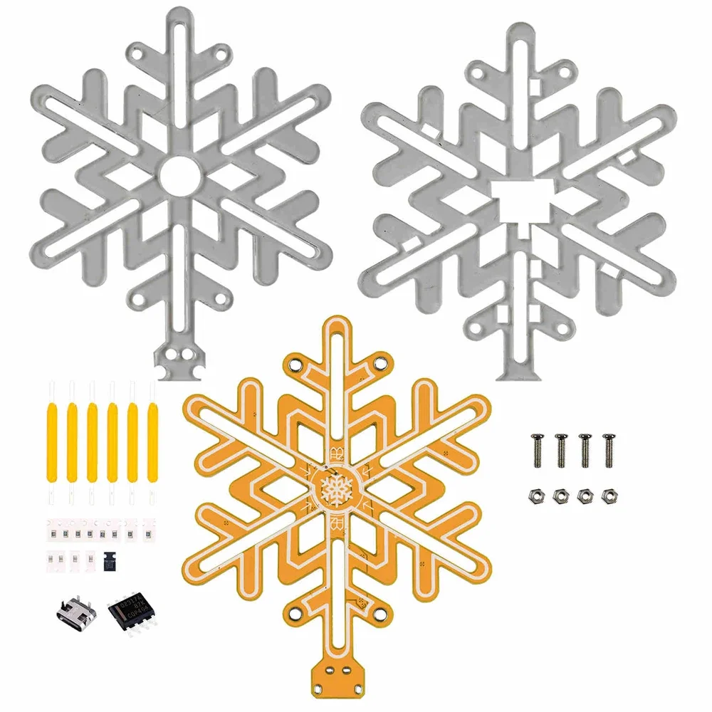 DIY Electronic Kit Snowflake Touch Sensing Light Dimming DIY Soldering Kit SGL8022W Integrated Circuit Type-C Interface DC5V