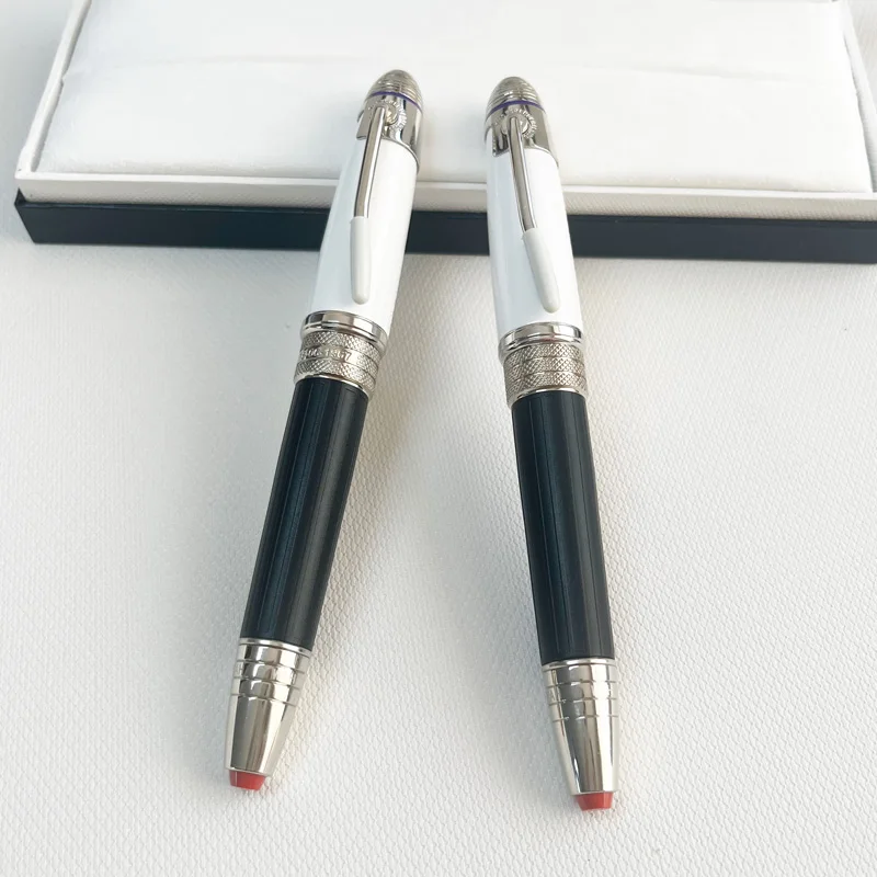 Limited Edition MB Great Feature Jimi Hen·drix Tintenroller, schwarzer Schaft, weiße Kappe, feine Gravur, Platin-Clip