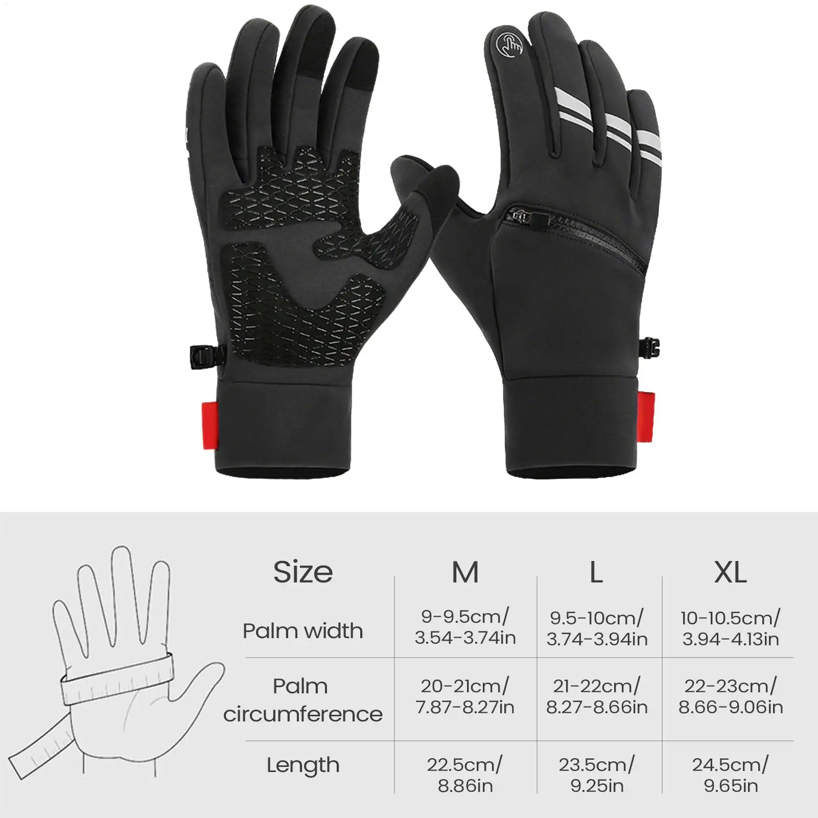 Oplaadbare verwarmde handschoenen Drie temperatuurinstellingen Touchscreen Verwarmde warme sport-buitenhandschoenen met zakken Wanten voor