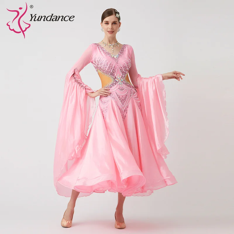 

B-23112 Custom New International Standard Ballroom Dance Dress High Quality Pearl Silk Ballroom Dance Dresses for Sale