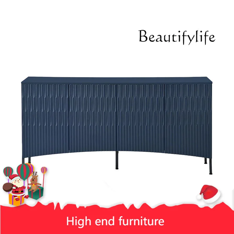 

pP American light luxury blue solid wood porch cabinet French retro style living room groove design locker