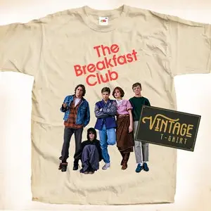 The Breakfast Club T shirt Tee Natural Vintage Cotton Movie Poster Beige All Sizes