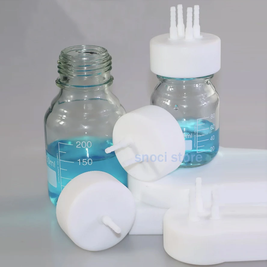 GL45 PTFE feeding bottle cap PTFE fermentation cap reagent bottle cap general universalize GL45 PTFE cap with 1~4holes，1Piece view 3