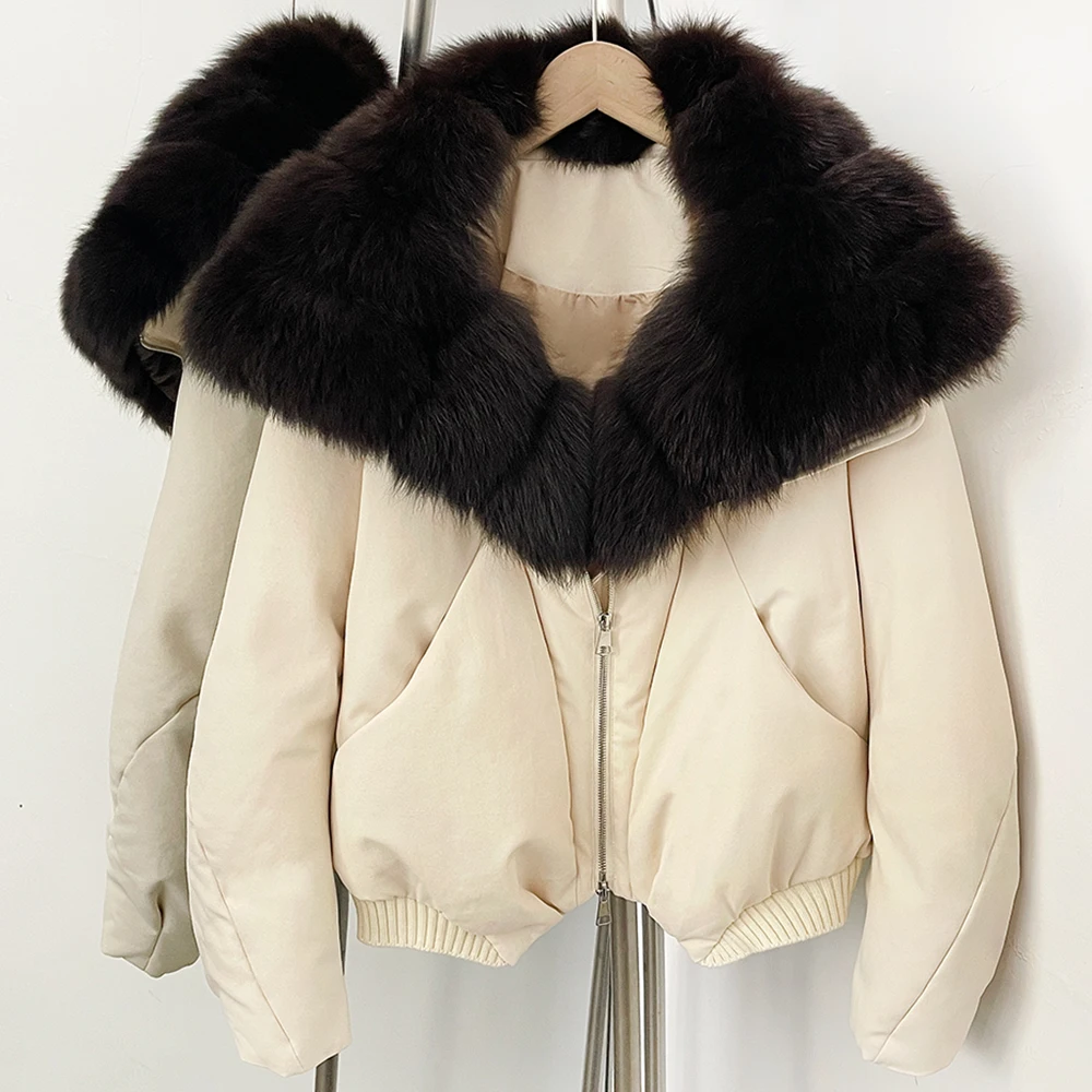 OFTBUY Down Jacket with Fox Fur Oversized Women's Winter Padding Ultra Warm Casual Women's Fur Coat Classic Thick Snow Season