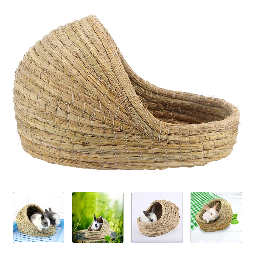 Rabbit Nest Hamster Cage Houses and Hideouts Gerbil Bunny Guinea Pig Accessories Straw Habitat Grass Syrian Hutches