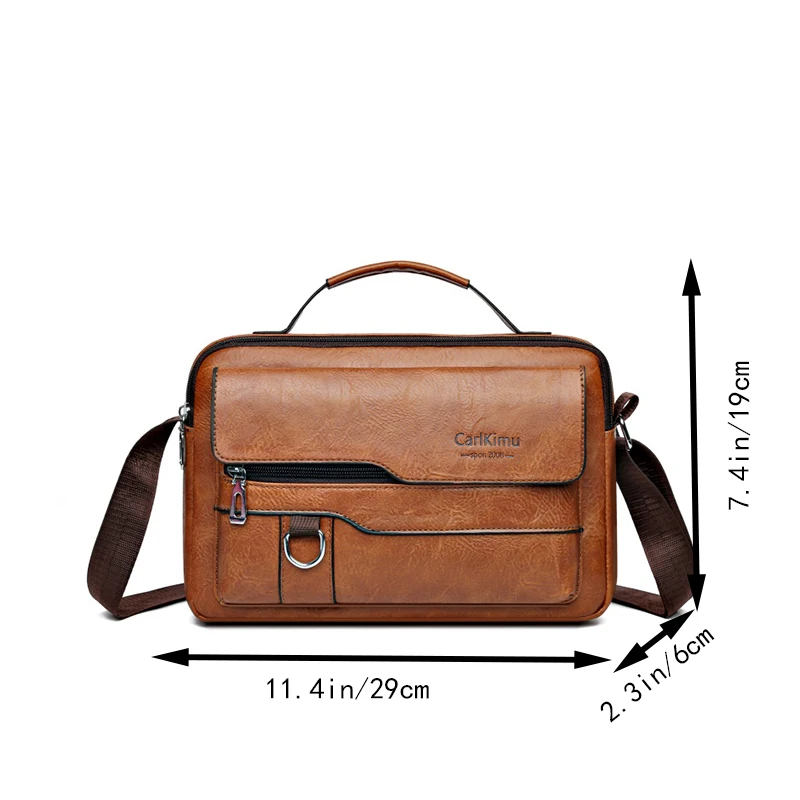 Durable Retro Men’s Crossbody Bag, Soft Faux Leather Handheld Messenger Purse Available in Black, Brown & Coffee Solid Colors image 4