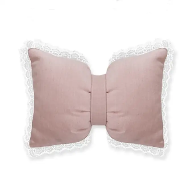 40x30cm beige/pink lace frill bow shaped cushion pillow sofa lumbar pillow backrest back cushion