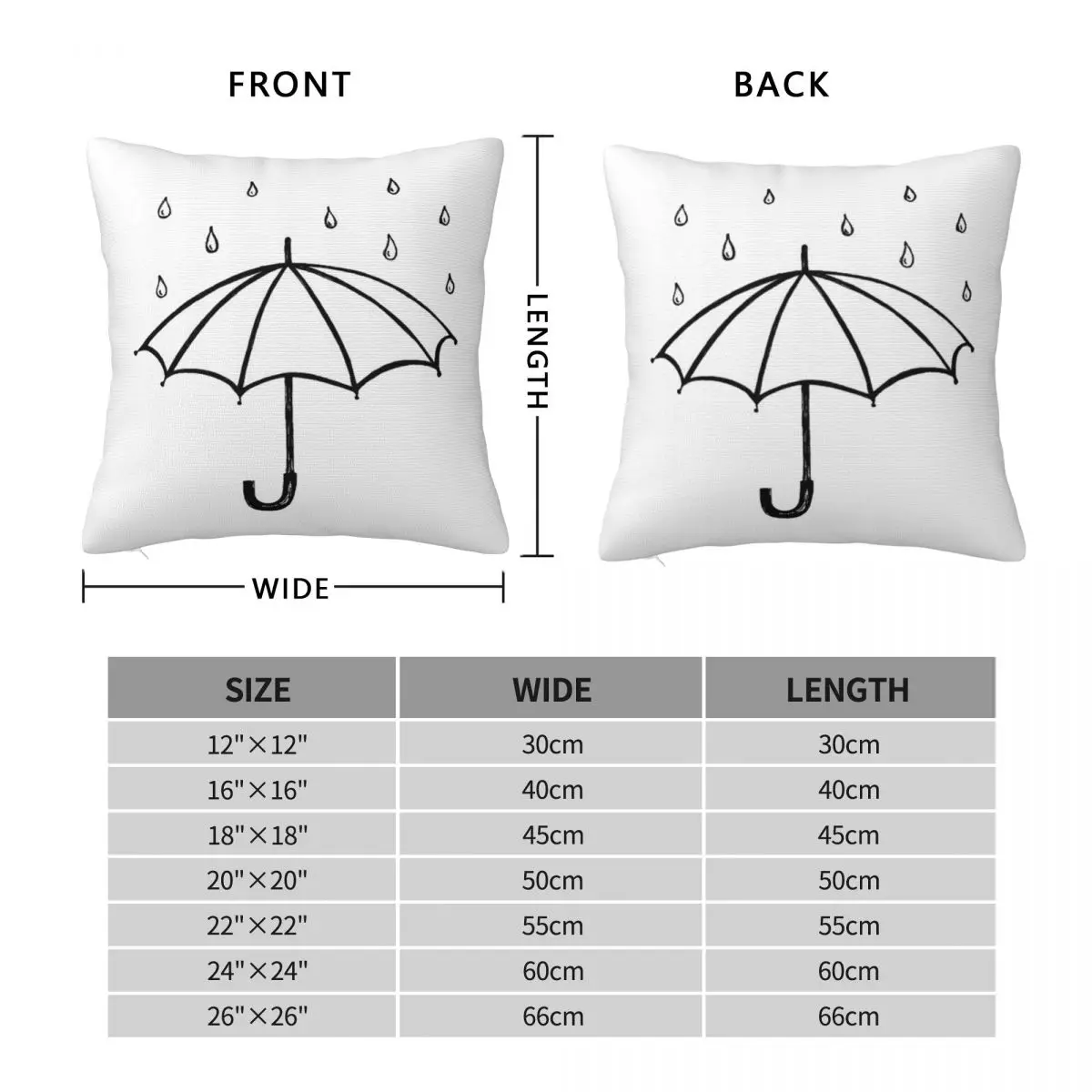 Umbrella With Rain Square Pillowcase Pillow Cover Cushion Decor Comfort Throw Pillow for Home Sofa