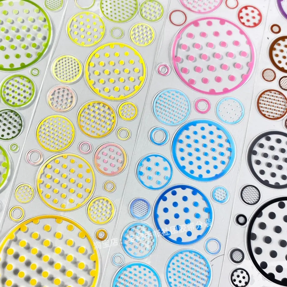 Versatile Polka Dot Colorful Circle PET Stickers for Journaling Scrapbooking DIY Craft Decoration Classic Pattern Themed Tape