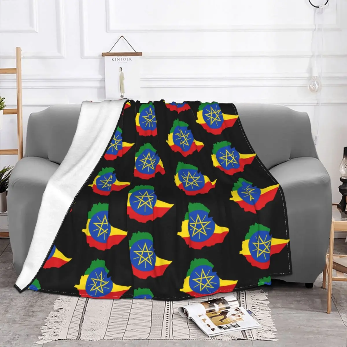 Ethiopia Flag Blankets Warm Flannel Imperial Throw Blanket for Bedding Travel Sofa