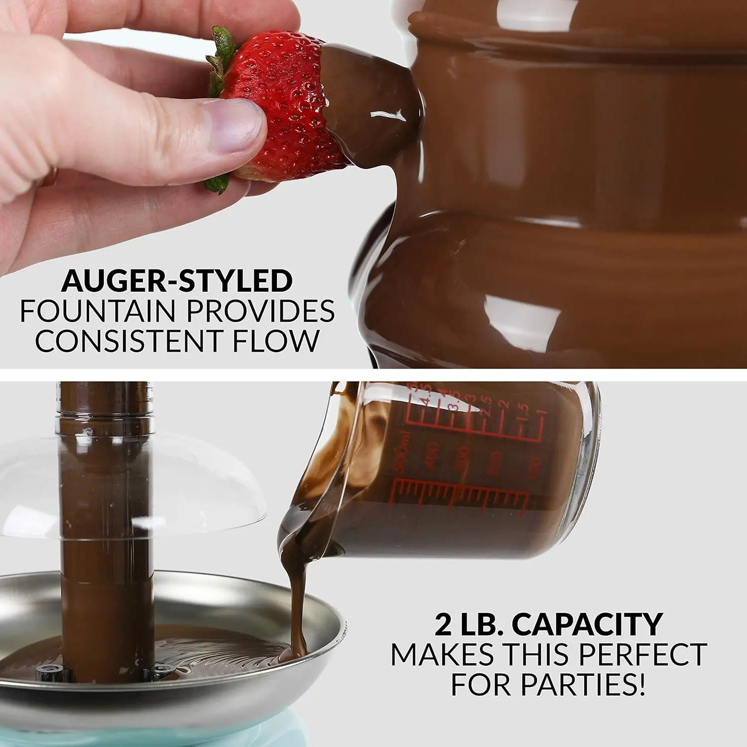 4 Tier Electric Chocolate Fondue Fountain Machine for Parties - Melts Cheese, Queso, Candy, and Liqueur - Dip Strawberries NEW