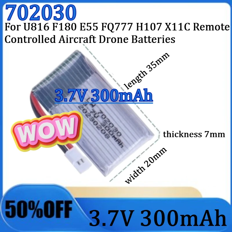 

For U816 F180 E55 FQ777 H107 X11C Remote Controlled Aircraft Drone Batteries UAV Batteria RC Palne New 3.7V 300mAH Lipo Battery