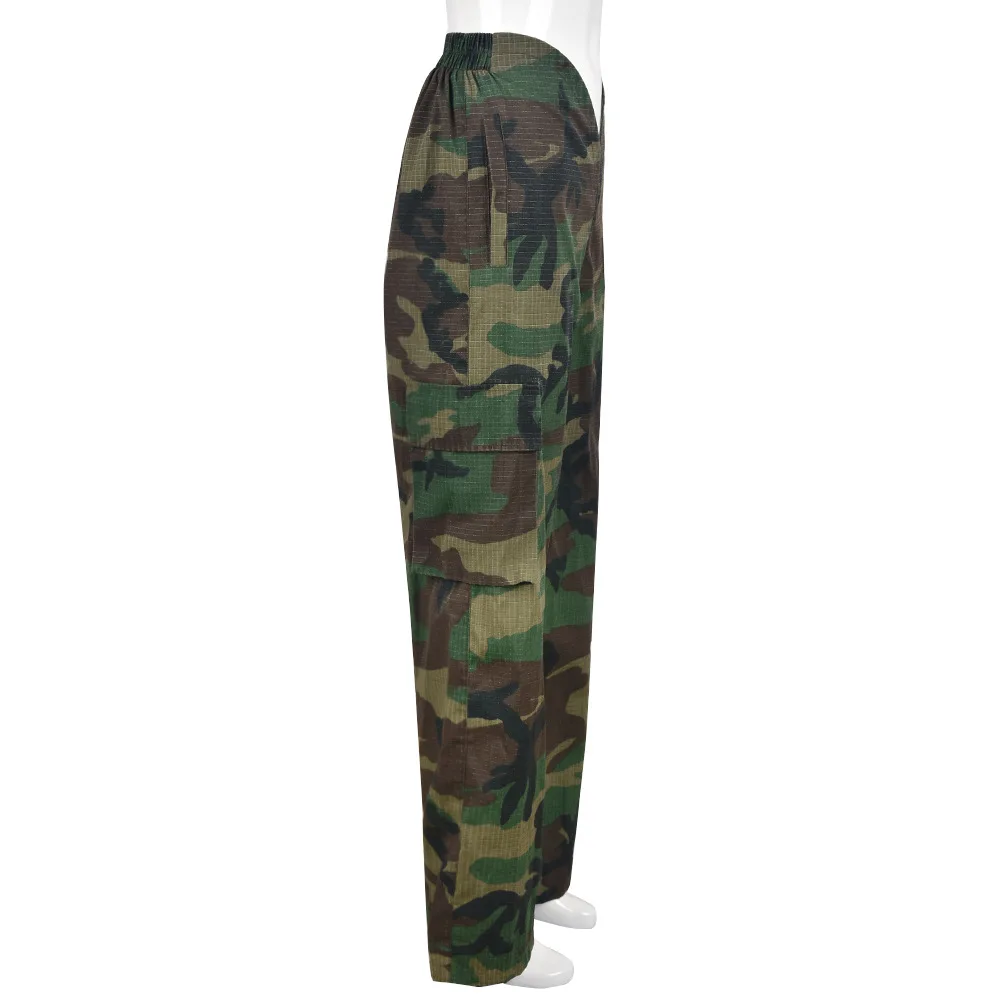 BKLD Streetwear Fashion 2025 Autumn New Pocket Irregular Camouflage Printed Casual Pants Clothes For Women High Waist Trousers