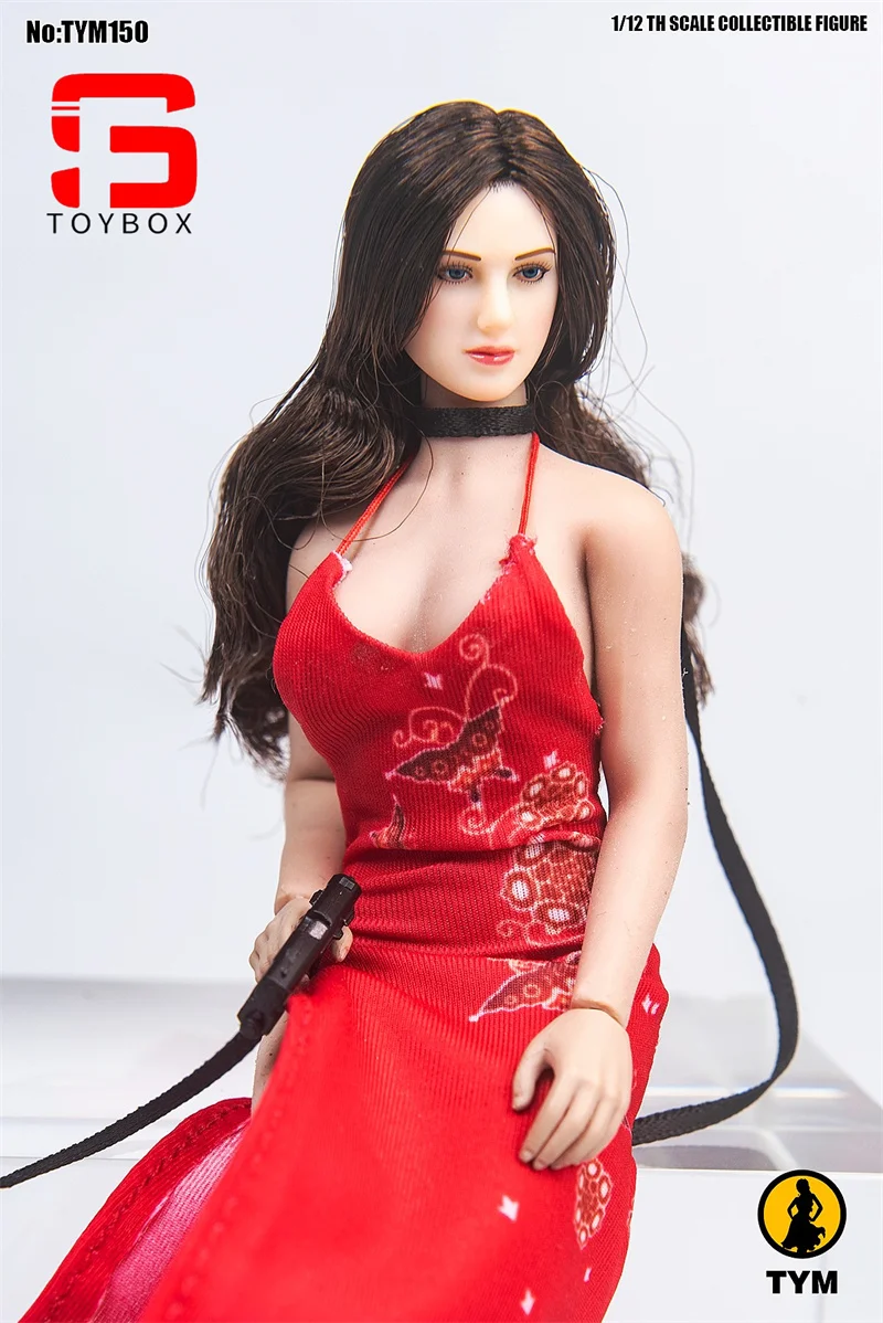 Ada Wong Impresso Cheongsam Action Figure, Feminino Roupas Cosplay, Modelo Fit, 6 "Soldado, Bonecas Do Corpo, Tipo TYM150, Escala 1:12