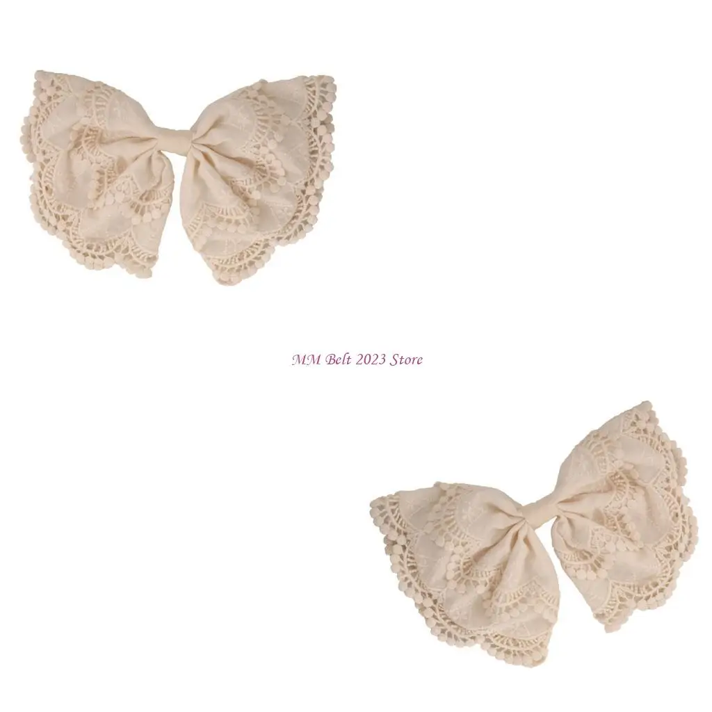 

49ME Spring Clasp Hair Clip Lace Bows Embellished Hairpin Hair Barrettes For Prom Occasion Photography And Daily Wear