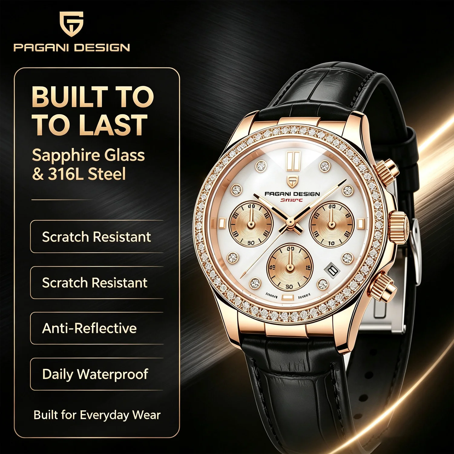 PAGANI DESIGN Classic Women Quartz Watch Japan TMI Movt Sapphire Fashion 100m Waterproof Ladies Dress Watches Reloj Mujer New