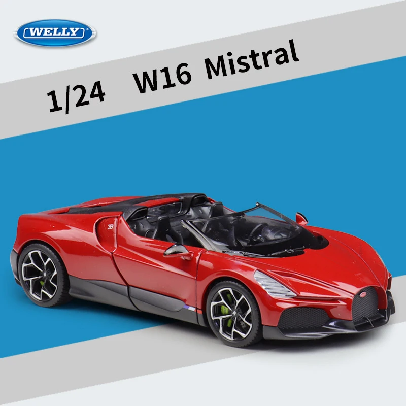 WELLY 1:24 Bugatti W16 Mistral Supercar Legering Auto Diecasts & Toy Vehicles Automodel Miniatuur Schaalmodel Auto Speelgoed voor kinderen