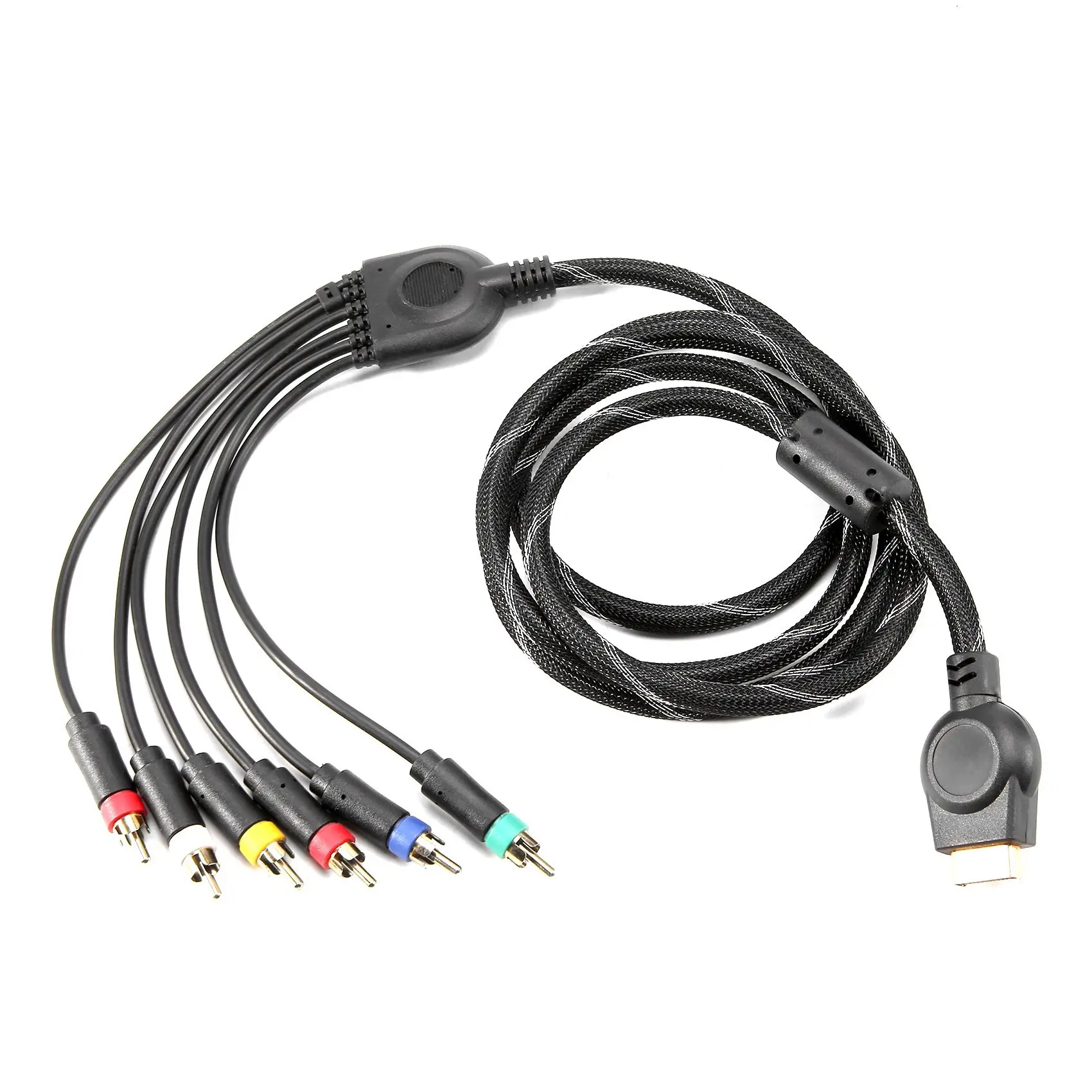 B31B Component Cable for PS2/PS3, 1.8M High Resolution AV Cable, 480p/1080p Game Accessories for LCD Plasma HDTV