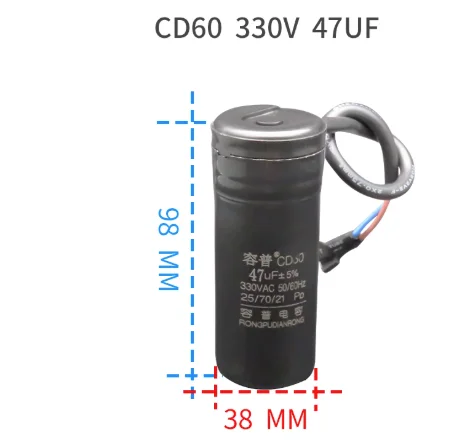 NEW Motor Start Capacitor 330VAC CD60 50HZ 60Hz 47UF,64UF,75UF,80UF,88-108UF Refrigerator Freezer Compressor Starting Capacitor