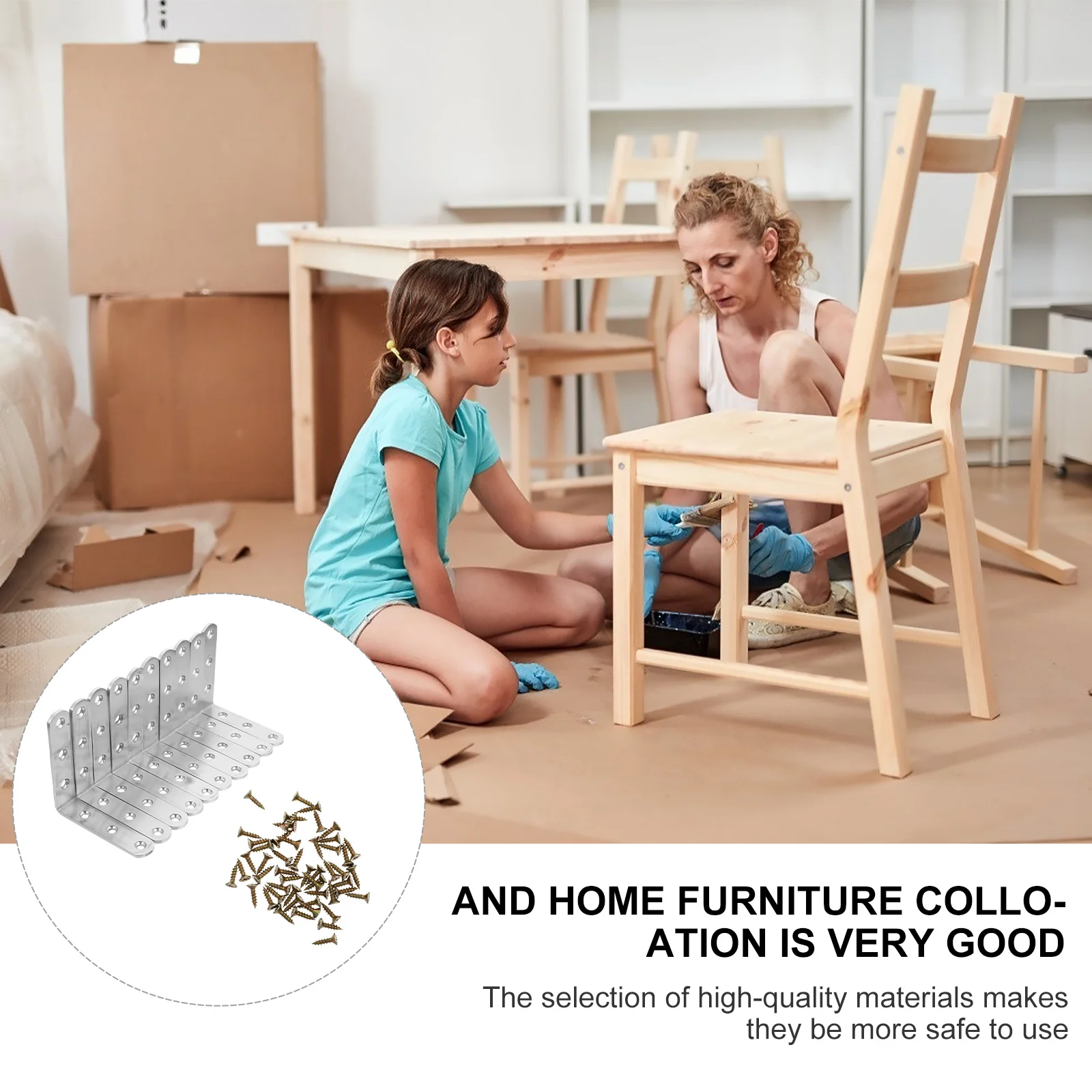 

Silver Stainless Steel L Shaped Corner Brackets Rustproof Furniture Fixed Bracket for Cabinets Chairs Wardrobes Desk Fixing Tool