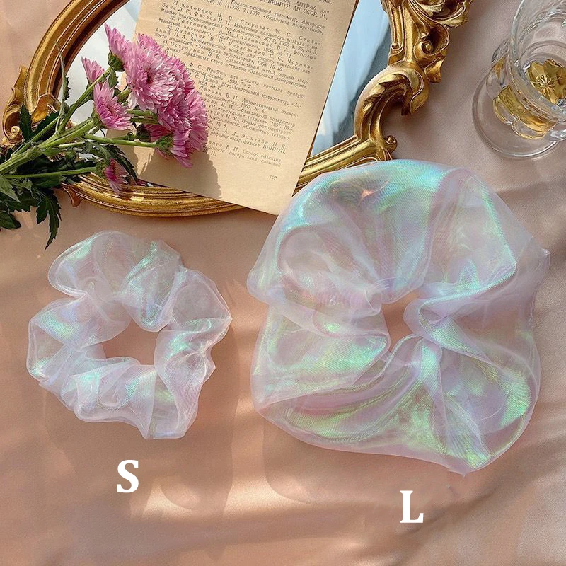 Organza Scrunchies Women Elastic Hair Band Korean Elegant Ponytail Holder Rubber Tie Band Hair Accessories