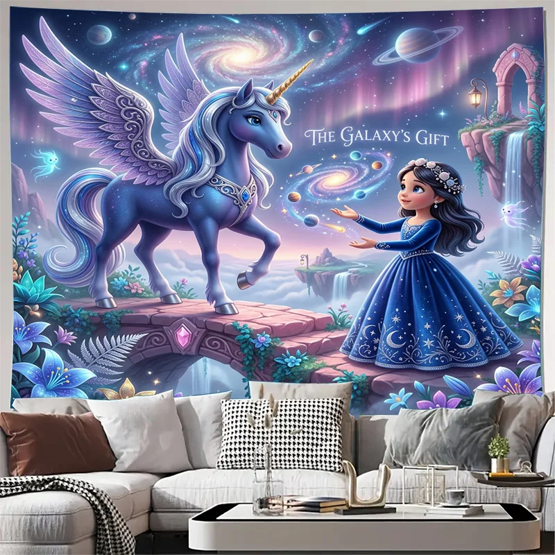 Majestic Unicorn Galaxy Curtain Panel Sheer Window Decor Cosmic Space Fantasy Art Magical Unicorn Nursery Room Gift Curtain Drap