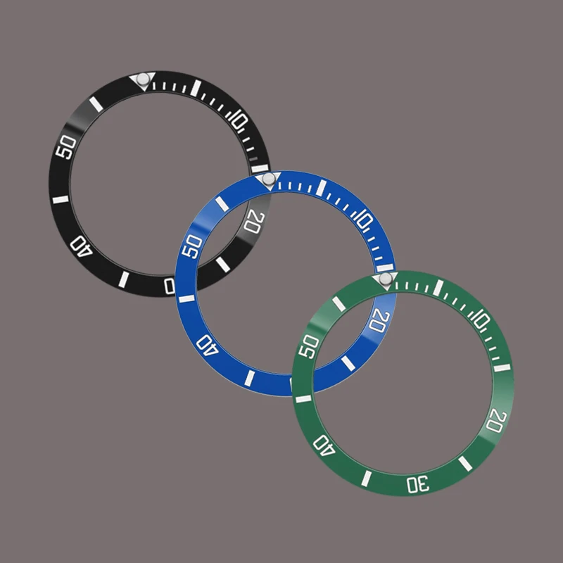38mm Curved Ceramics Watch Bezel Insert Fits SKX007 SKX009 SUB GMT Watch Case NH36 NH35 Blue and Green Luminous Watch Ring Parts