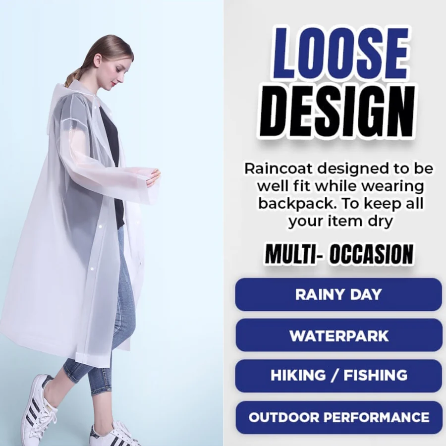 Regenmantel, verdickt, transparent, für Erwachsene, Herren und Damen, EVA-Regenmantel, Einweg-Poncho, Driften, Reisen, Outdoor-Produkte – Detail 4