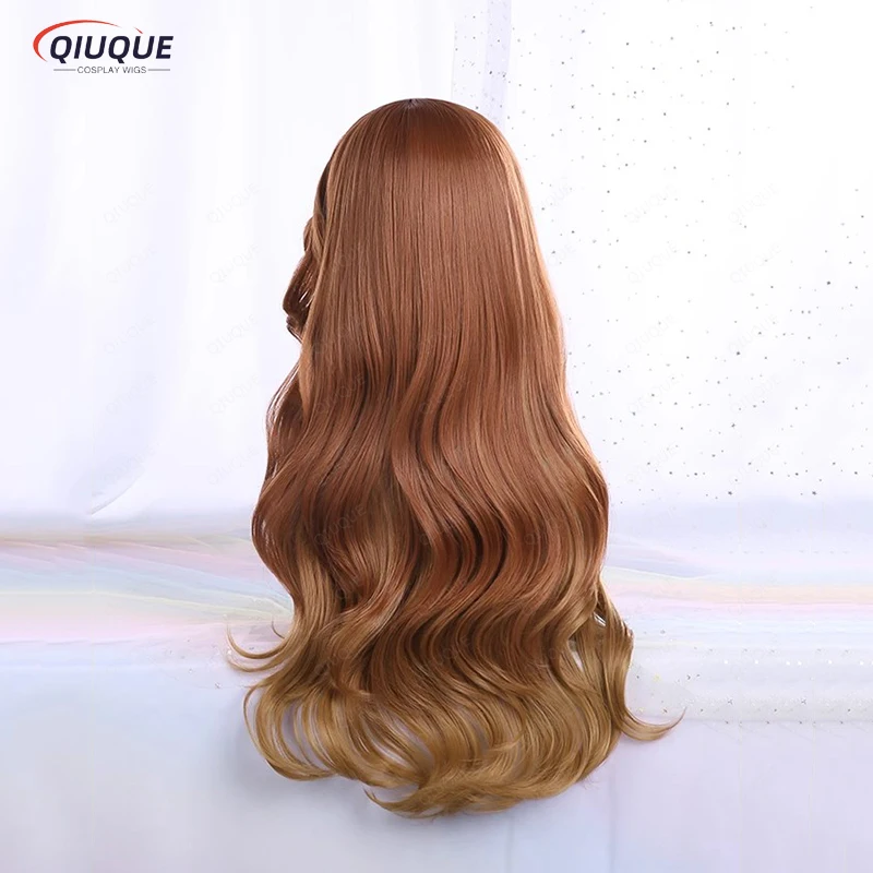 Game Identity V Little Girl Eurydice Cosplay Wig Long Curly Reddish Brown Heat Resistant Synthetic Hair Party Wigs + Wig Cap