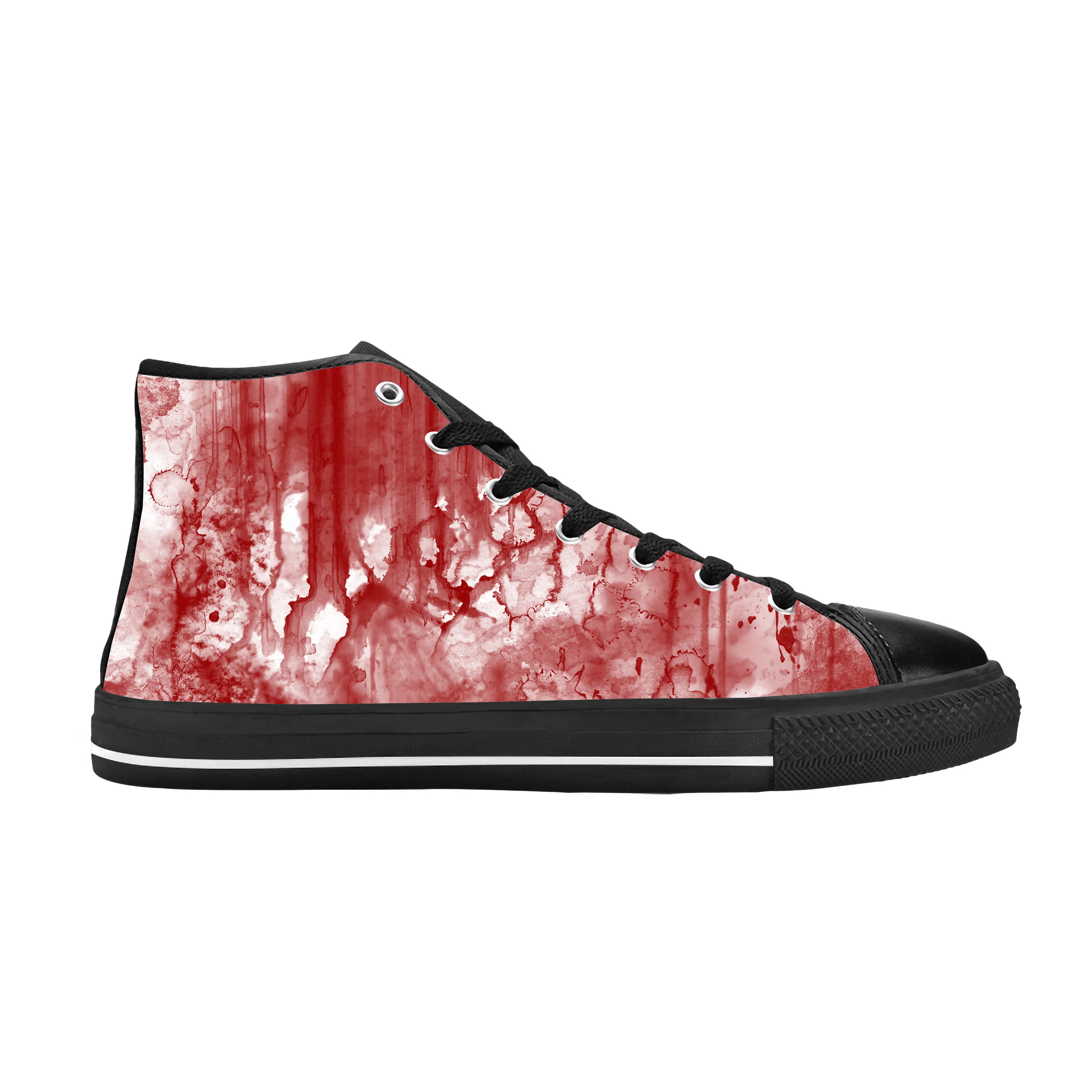 Blood Bloody Pattern Horror Halloween Goth Gothic Casual Cloth Shoes High Top Comfortable Breathable 3D Print Men Women Sneakers