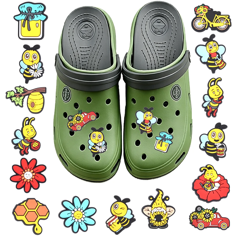 1-15Pcs Cartoon Cute Little Bee Series PVC Shoe Charms Accessories DIY Creativity Sandal Wristbands Decorations Gifts