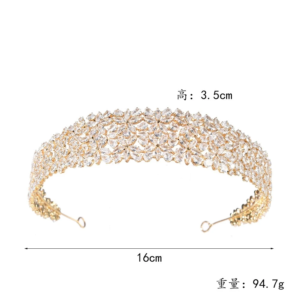 Bandeau de mariée en Zircon coréen, couronne de cheveux entièrement en diamant pour mariage, accessoire de cheveux haut de gamme à la mode pour fête d'anniversaire