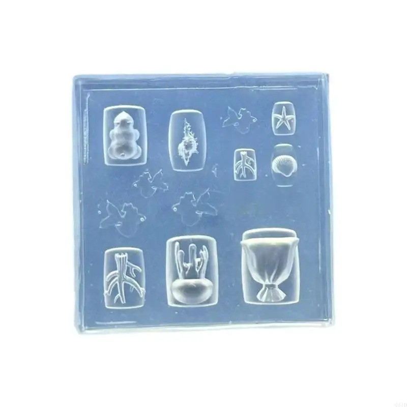 Silicone Art Template With Aquatics Animal Reliefs Including Dolphin Clam and for Creative Designs