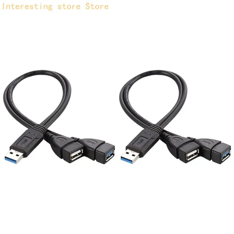 USB Y Splitter Cable, 30 Male to USB and USB 2.0 Female Cable for Front Panel Use and Drive Support 55KC