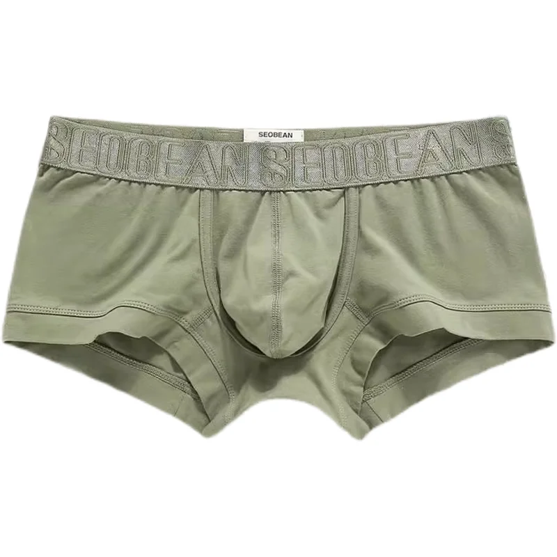 SEOBEAN Men's Underwear Flat Corner Shorts Cotton Slim Fit Mid Low Rise U-shaped Raised Breathable Comfortable Sexy Bottom